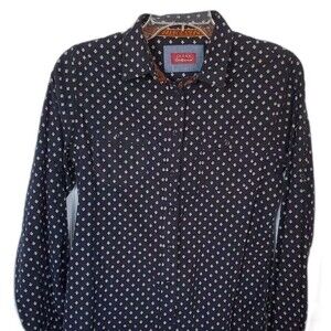 NWT Jachs Girlfriend Women's Button-down Shirt Small Blue Cream Cotton Flannel